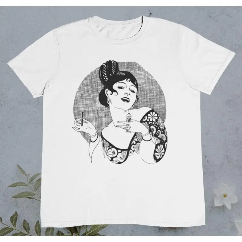 Beauty Makeup Drawing - Kaos Gambar Wanita Cantik Vintage Make