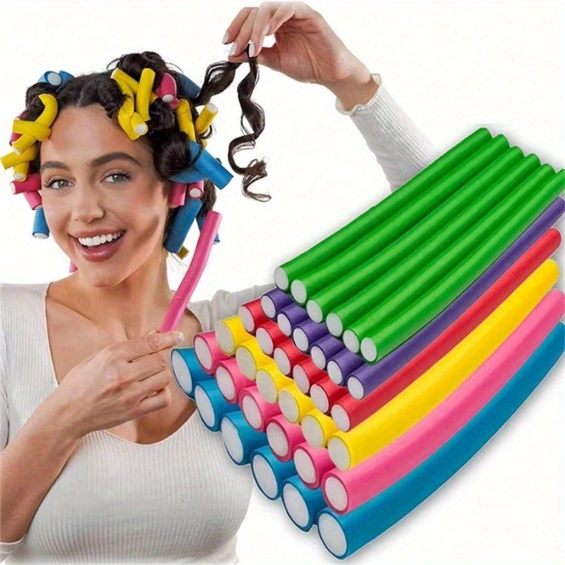 Hair Curling Wand - 10 Buah Rol Rambut Fleksibel Tanpa