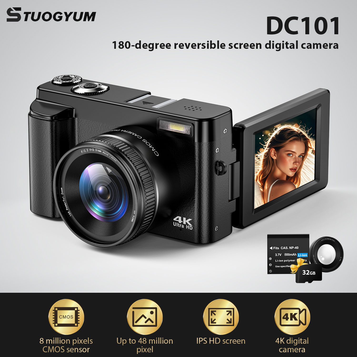 STUOGYUM kamera Vlog 4K, kamer - Beauty Makeup Camera ulasan dan harga